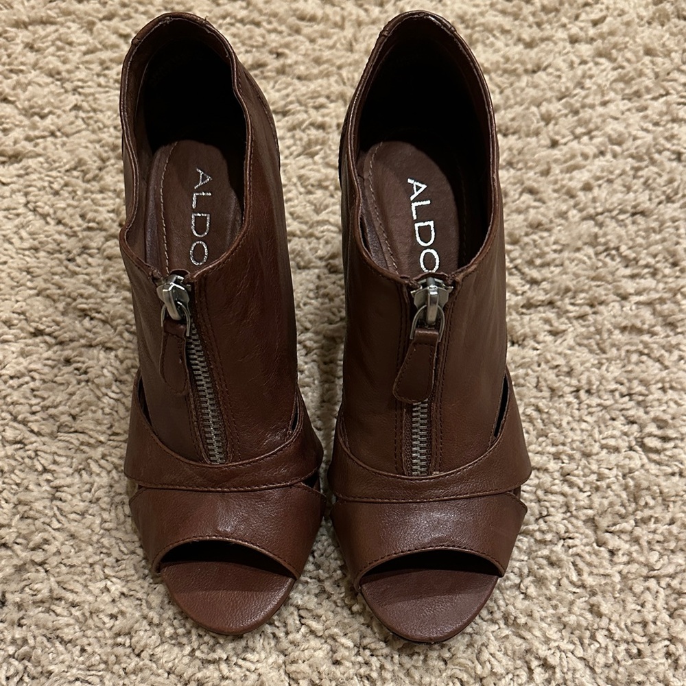 Aldo Women's Zippered Brown Heeled Boots